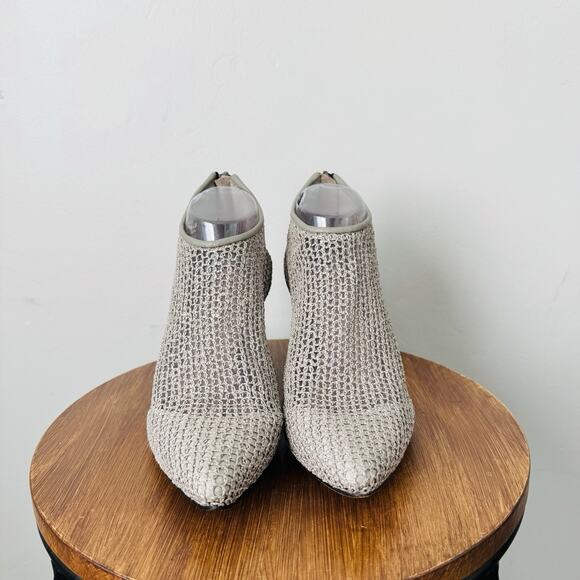All Black Gray Woven Knit Heeled Ankle Boots Women’s Size 7.5 - Picture 2 of 10